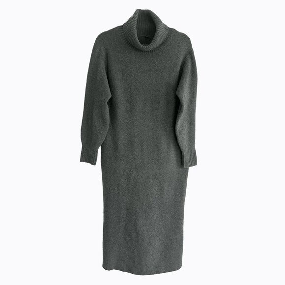 Uniqlo Souffle Yarn Turtleneck Long-Sleeve Dress XS/S Sage Gray Preppy Cozycore - Picture 1 of 6